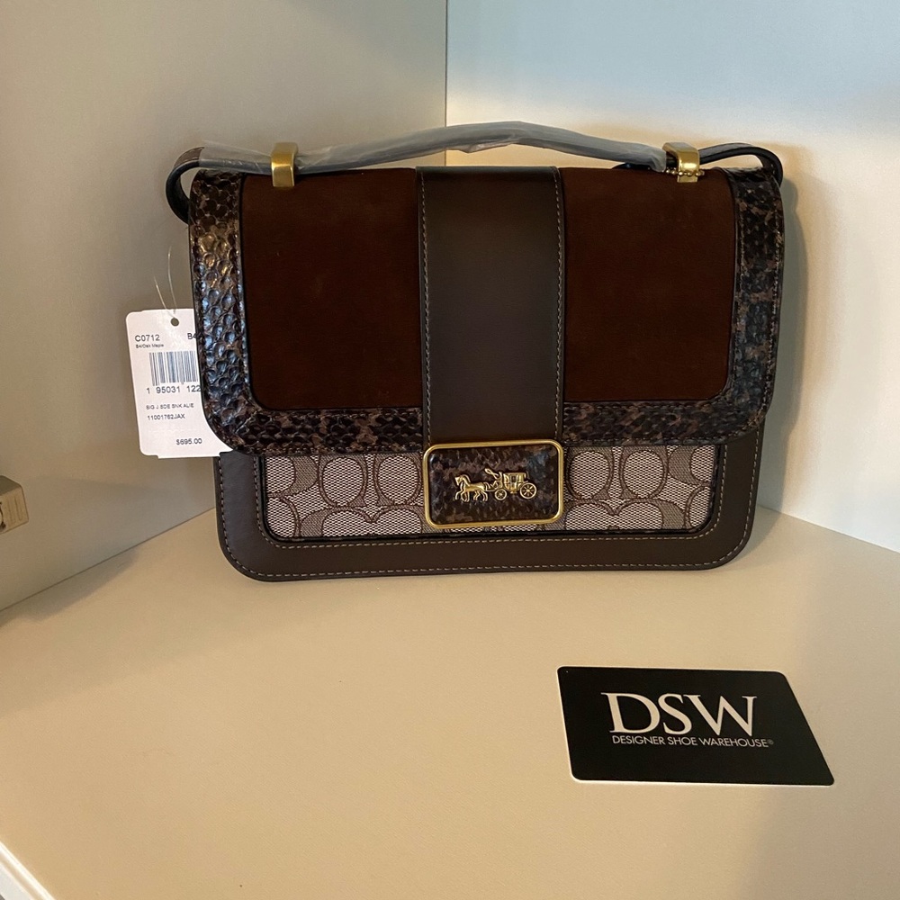 NWT Alie Shoulder Bag In Signature Jacquard With Snakeskin Detail